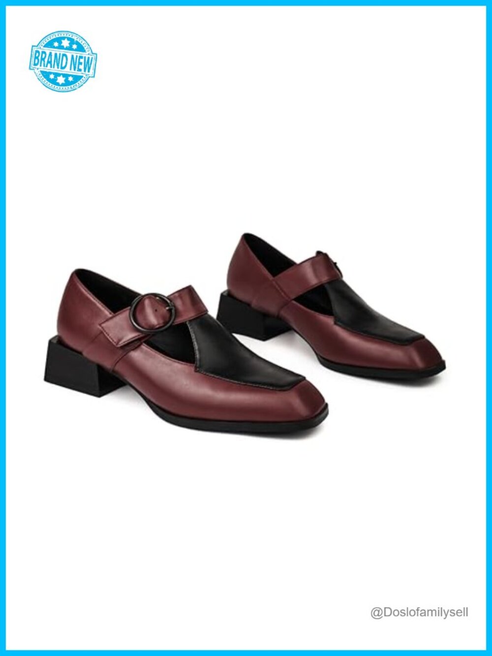 Women's Mary Jane Dress Shoes Faux Leather Low Block Heel Pumps Buckle Strap